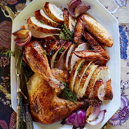 Peach-glazed roast turkey