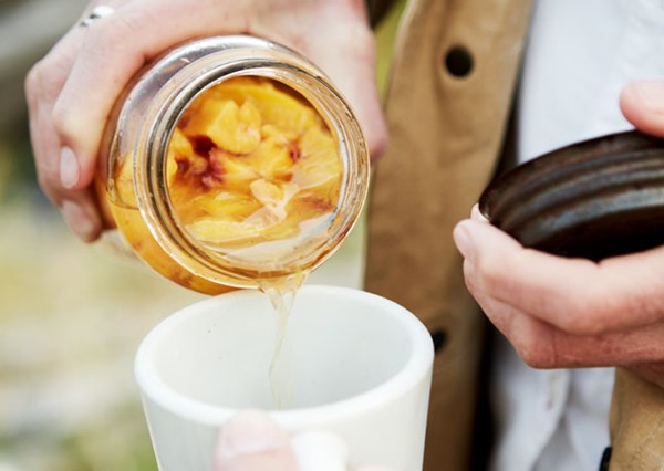 Peach-infused "moonshine"