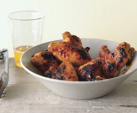 Peach-lacquered chicken wings