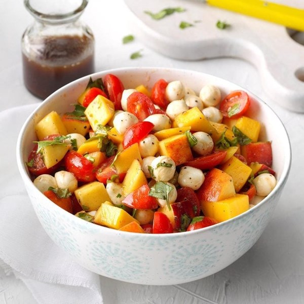 Peach mango caprese salad