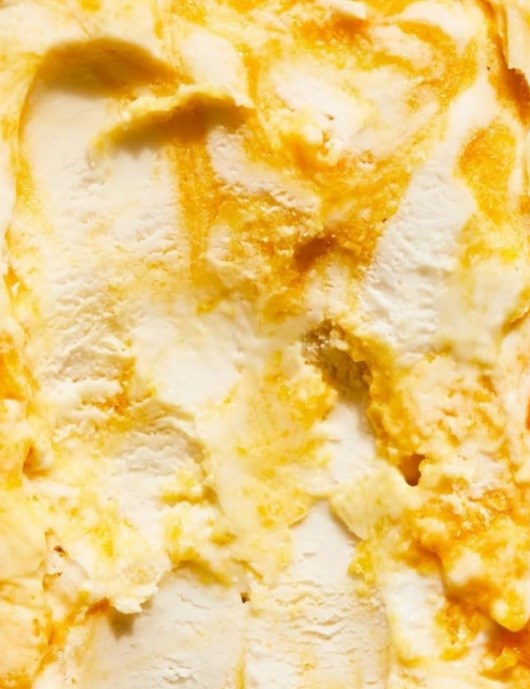 Peach mango sticky rice ice cream