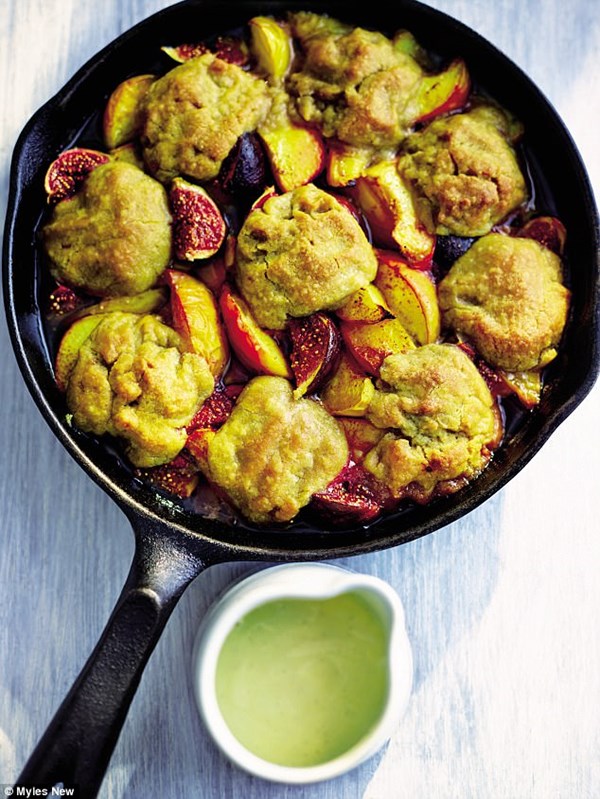 Peach, maple & fig cobbler