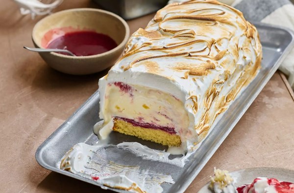 Peach Melba baked Alaska