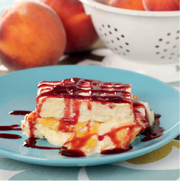 Peach Melba casserole