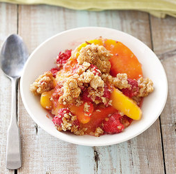 Peach Melba crisp