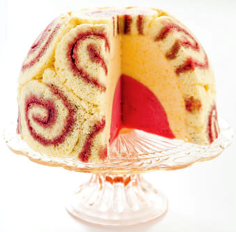 Peach Melba ice cream cake