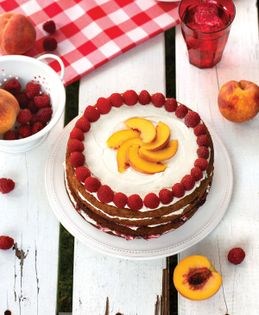 Peach Melba layer cake