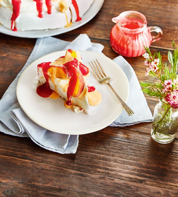 Peach Melba Pavlova