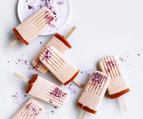Peach Melba pops