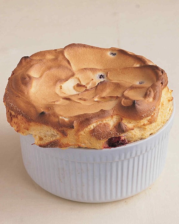 Peach Melba soufflé