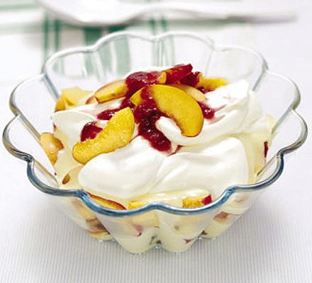 Peach Melba trifle