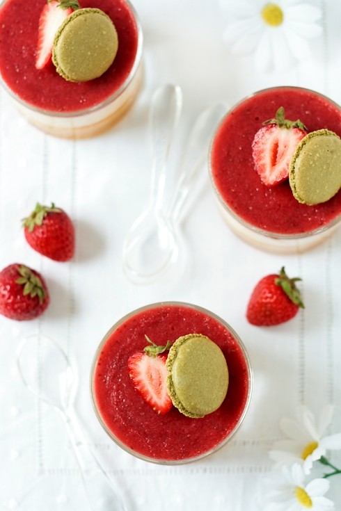 Peach mousse and strawberry verrines