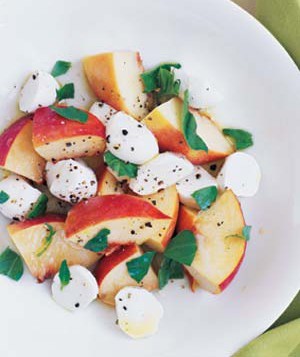 Peach, mozzarella, and basil salad