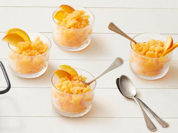 Peach-orange sherry granitas 