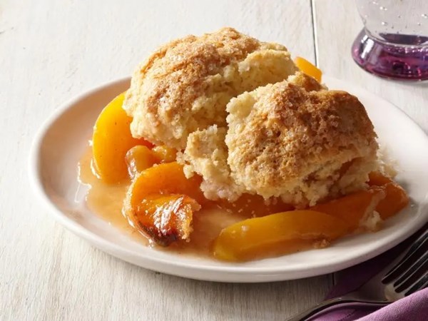 Peach-plum cobbler with buttermilk biscuits