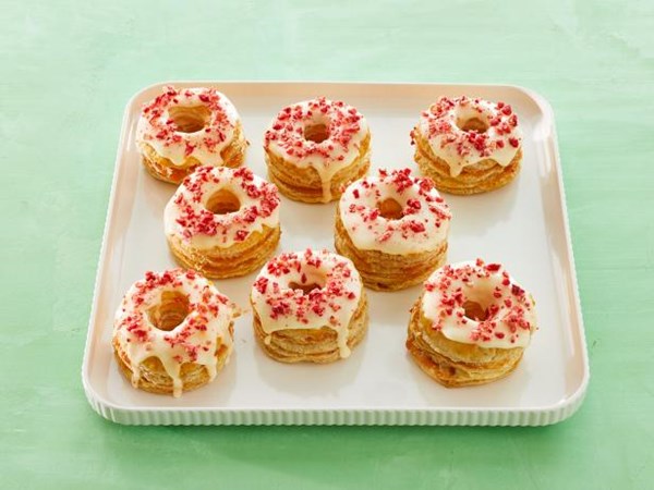 Peach puff pastry doughnuts