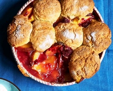 Peach raspberry cornmeal cobbler