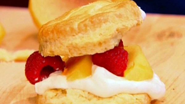 Peach raspberry shortcakes