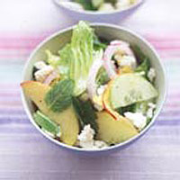 Peach, red onion and feta salad