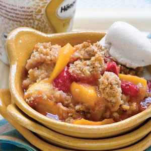 Peach-rhubarb crisp