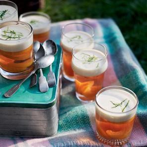 Peach, rose and custard jellies