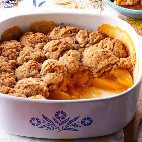 Peach-rosemary cobbler
