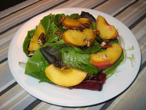 Peach salad with maple balsamic vinaigrette