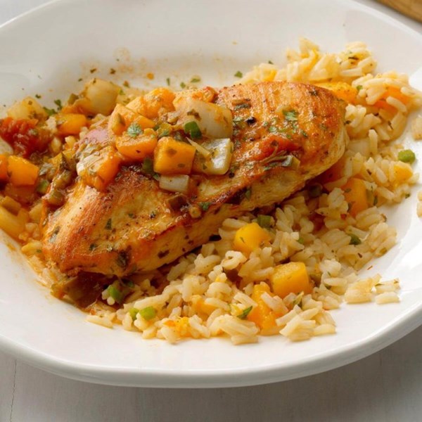 Peach salsa chicken