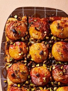 Peach tart with five-spice honey [Peter Som]