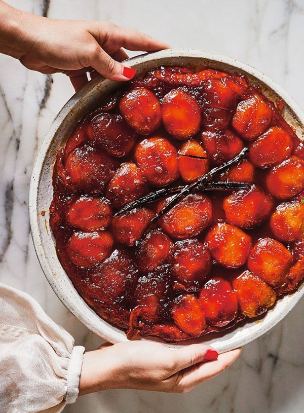 Peach tarte tatin