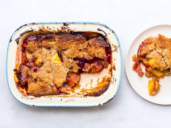 Peach, thyme and spelt cobbler