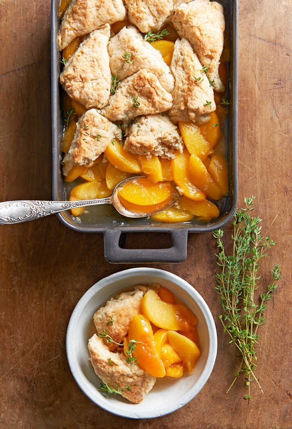 Peach-thyme cobbler