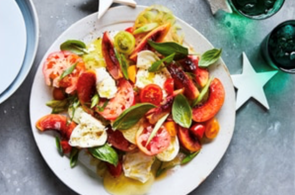 Peach, tomato and mozzarella celebration salad