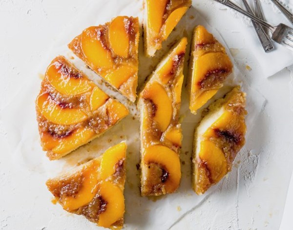 Peach upside-down cake
