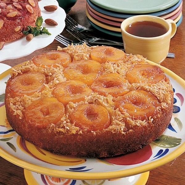 Peach upside-down cake