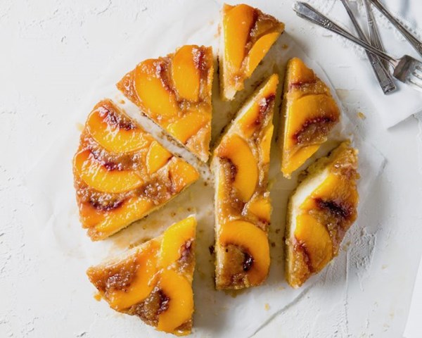 Peach upside-down cake