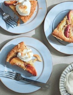Peaches & coconut frangipane tart