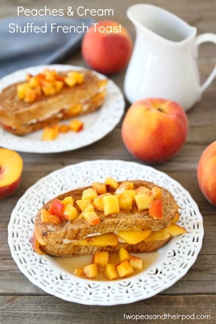 Peaches and cream stuffed French toast