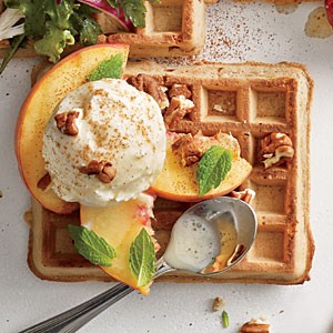 Peaches and cream waffle