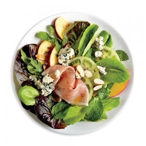 Peaches and green salad