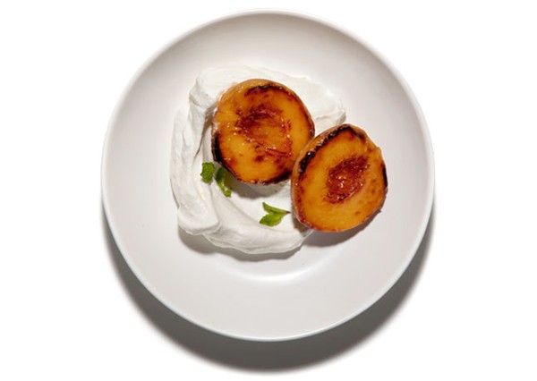 Peaches with lemon verbena cream