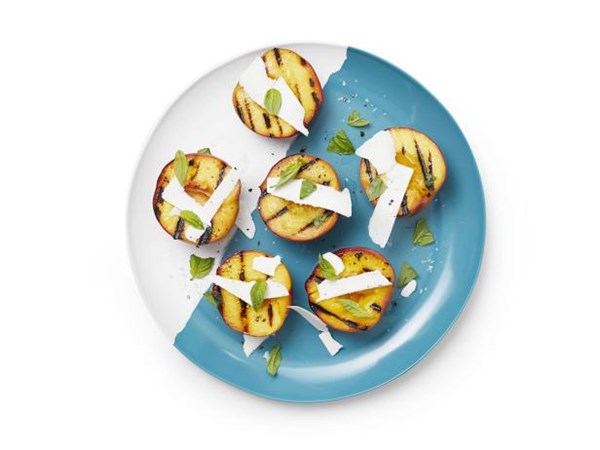 Peaches with ricotta salata and basil 