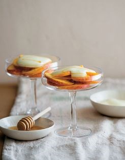 Peaches with sabayon and honey
