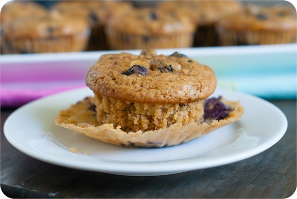 Peachy blueberry muffins