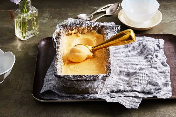 Peachy buttermilk sherbet