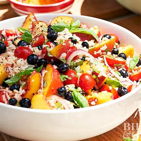 Peachy rice salad