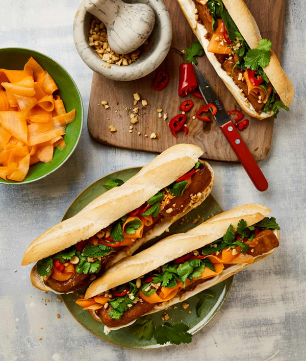 Peanut and miso tofu bánh mi