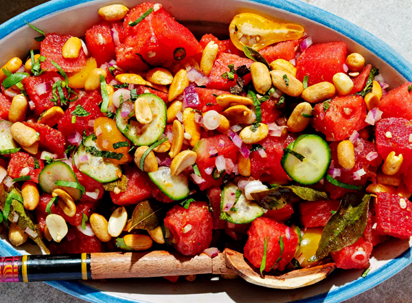 Peanut and watermelon chaat