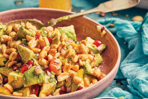Peanut-avocado chaat salad