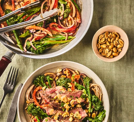 Peanut beef and pepper stir-fry